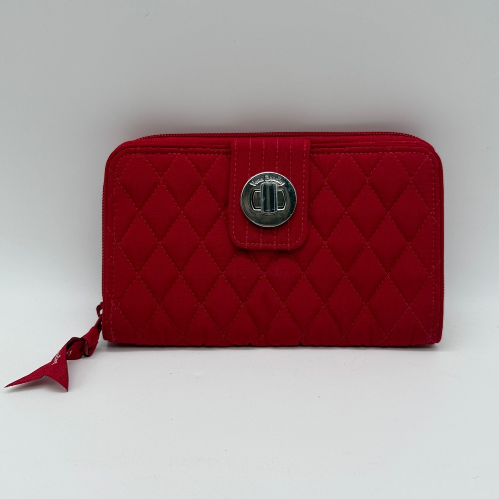 Vera Bradley RFID Turnlock Wallet Tango Red Quilted Microfiber 24888 NWOT